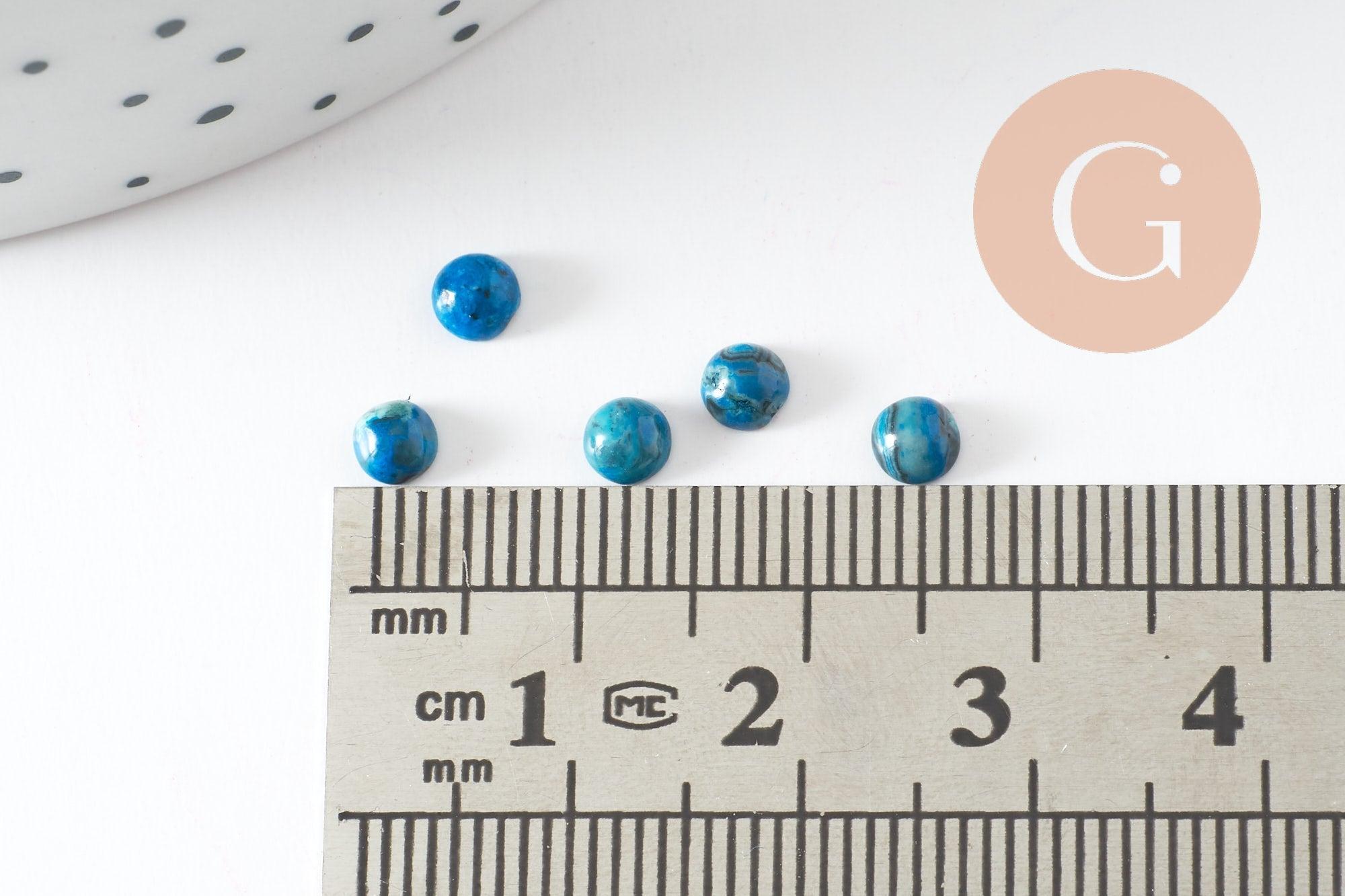 Cabochon rond agate naturelle bleu 4mm, x1 (G10032)