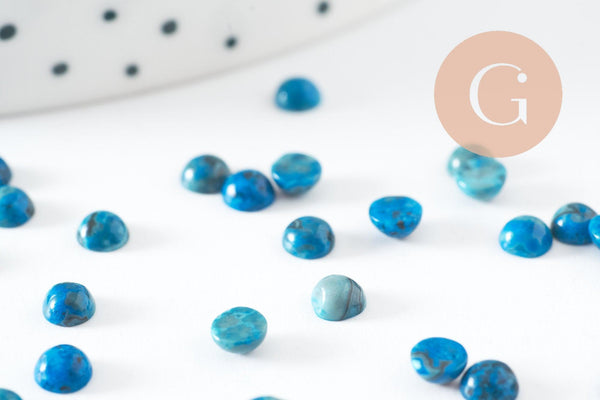 Cabochon rond agate naturelle bleu 4mm, x1 (G10032)