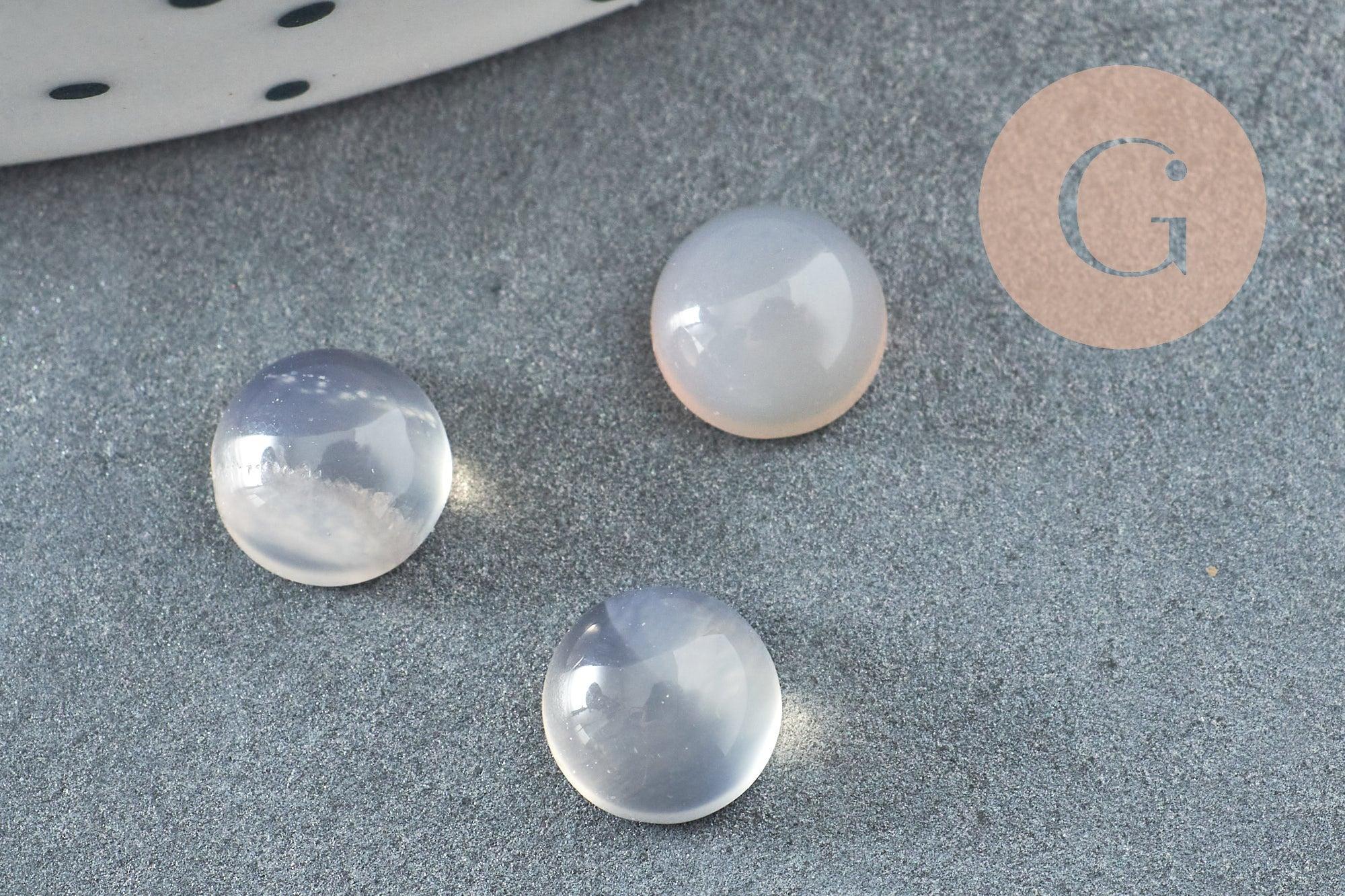 Cabochon rond agate naturelle gris 6mm, x1 (G6990)