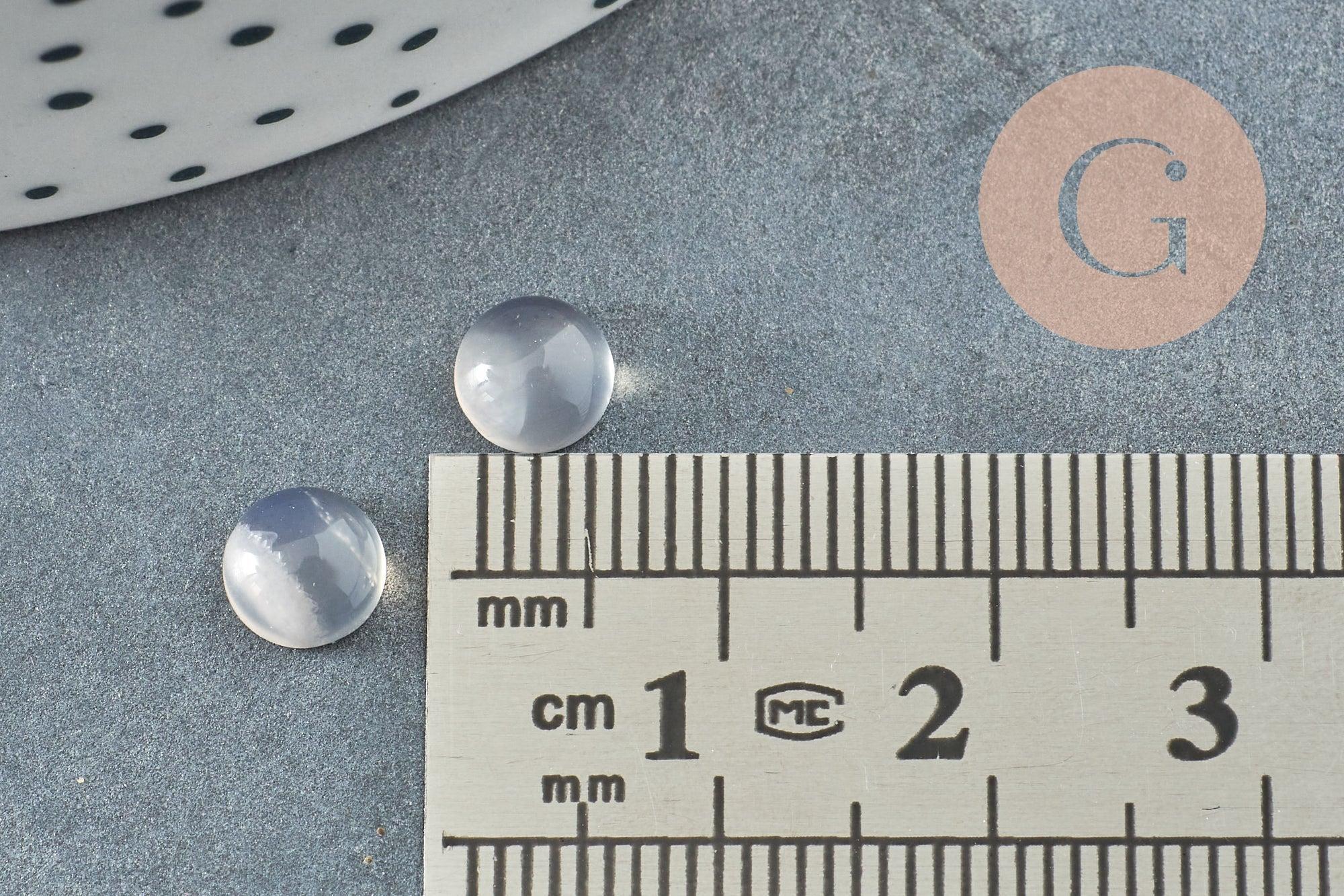 Cabochon rond agate naturelle gris 6mm, x1 (G6990)