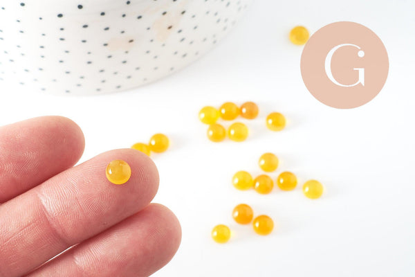 Cabochon rond agate naturelle jaune 6mm, x1 (G10033)