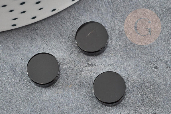 Cabochon rond agate naturelle noire 10mm, x1 (G2249)