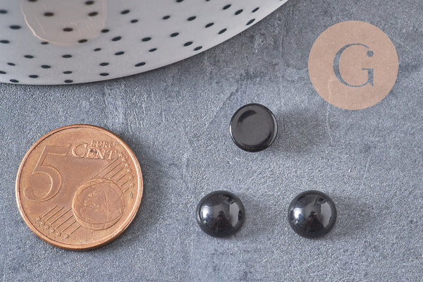 Cabochon rond agate naturelle noire x1 (G1869)