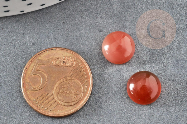 Cabochon rond agate naturelle orange 10mm, x1 (G0606)