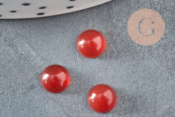 Cabochon rond agate naturelle orange 6mm, x1 (G0409)
