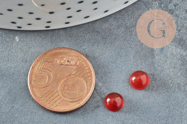 Cabochon rond agate naturelle orange 6mm, x1 (G0409)