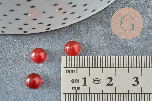 Cabochon rond agate naturelle orange 6mm, x1 (G0409)