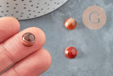 Cabochon rond agate naturelle orange rayée 10mm, x1 (G8603)