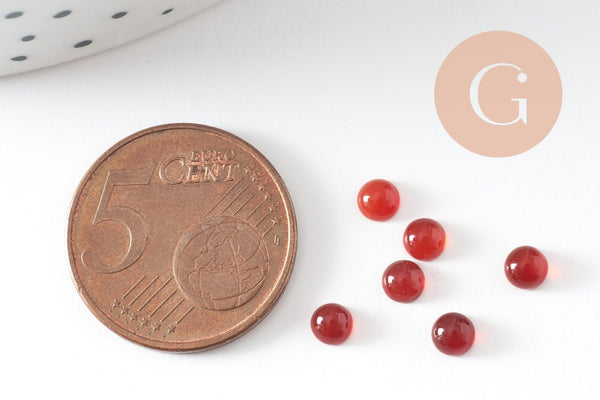 Cabochon rond agate naturelle rouge 4mm, x1 (G10034)
