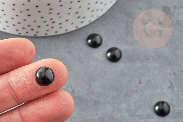 Cabochon rond agate naturelle teintée noir 10mm, x1 (G1142)