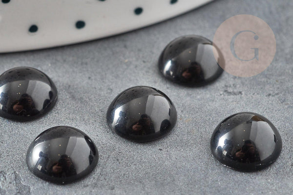 Cabochon rond agate naturelle teintée noir 10mm, x1 (G1142)