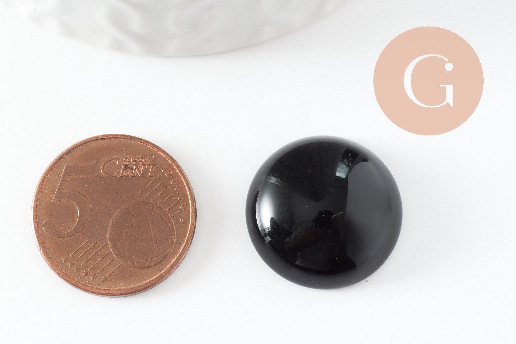 Cabochon rond agate naturelle teintée noir 20mm, x1 (G9621)