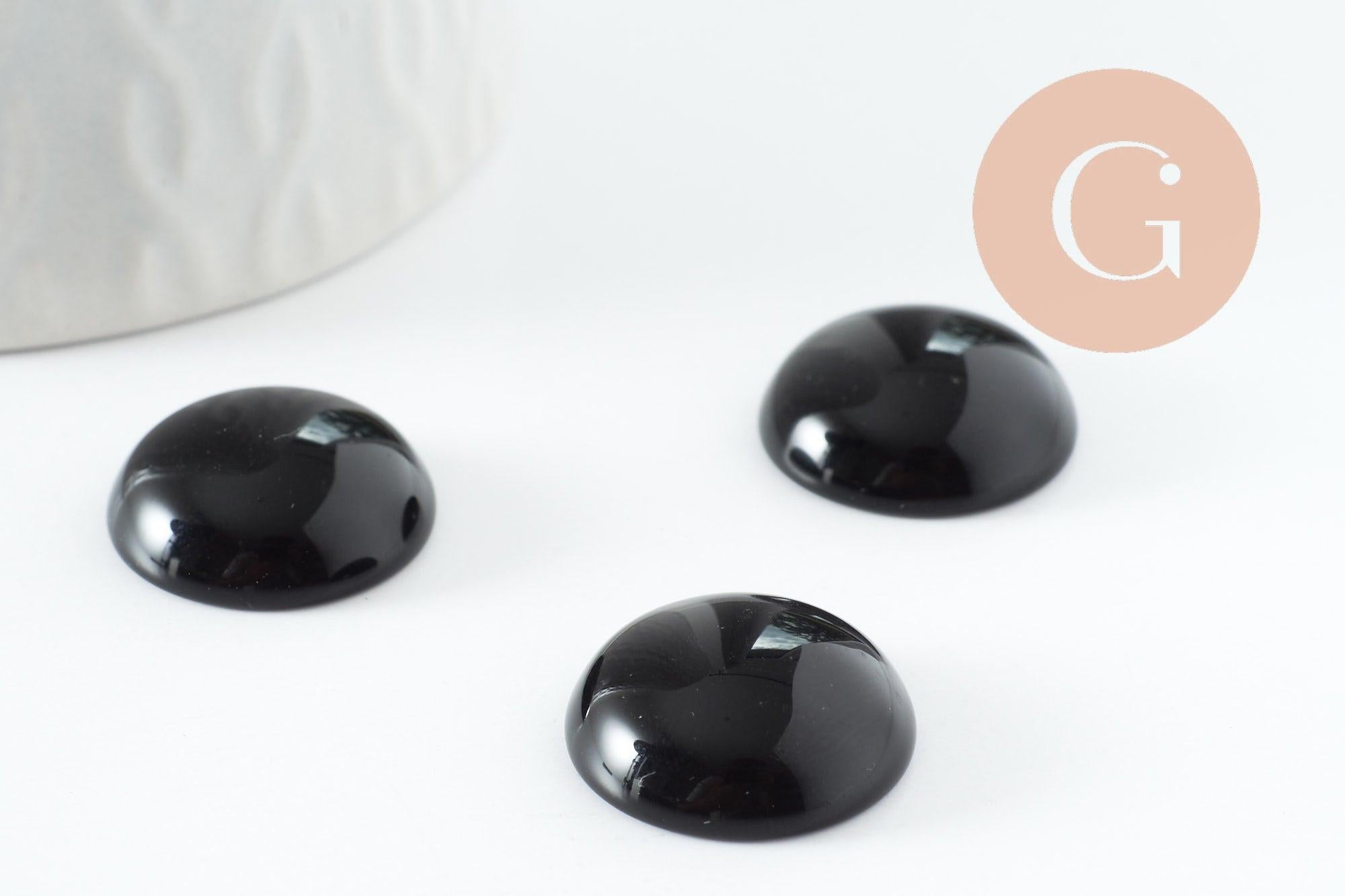 Cabochon rond agate naturelle teintée noir 20mm, x1 (G9621)