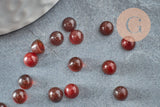 Cabochon rond agate naturelle teintée orange foncé 5mm, x1 (G9965)