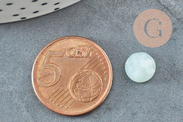 Cabochon rond amazonite bleue naturelle à facettes 8mm, x1 (G5638)