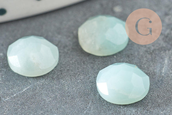 Cabochon rond amazonite bleue naturelle à facettes 8mm, x1 (G5638)
