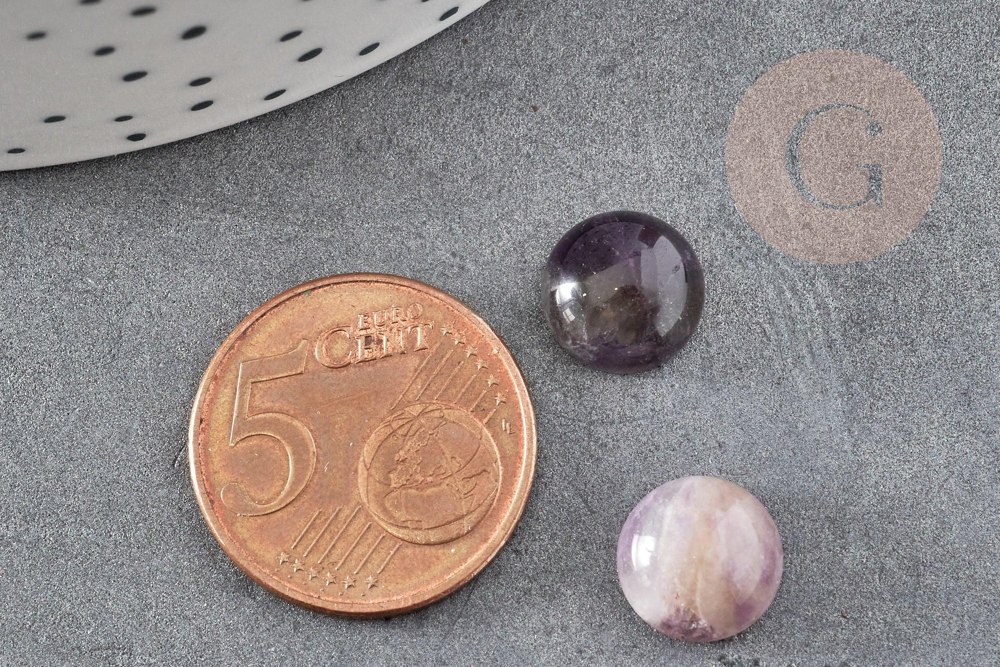 Cabochon rond améthyste naturelle 10mm, x1 (G2685)