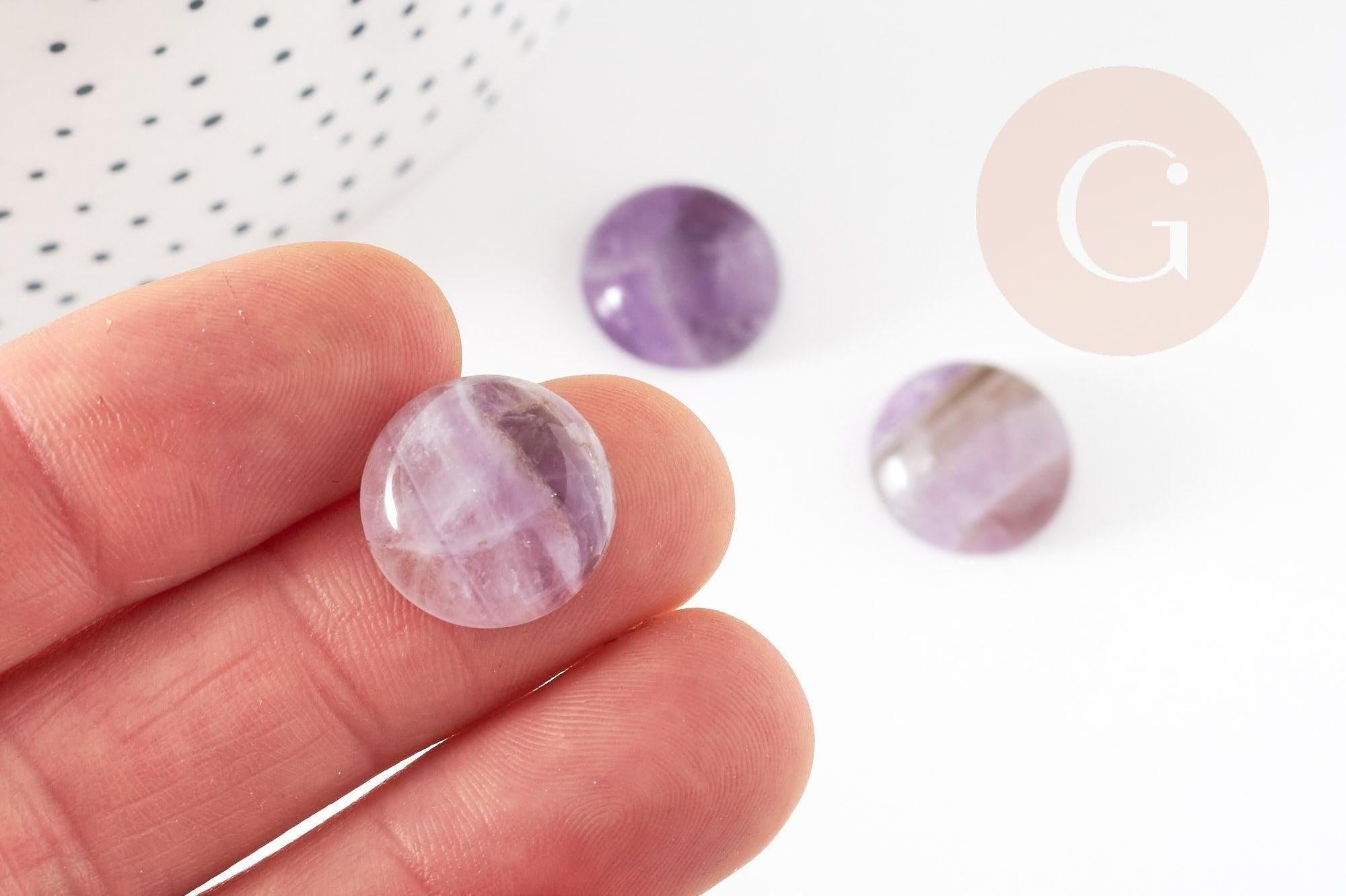 Cabochon rond amethyste naturelle 16mm, x1 (G2259)
