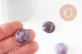 Cabochon rond amethyste naturelle 20mm, x1 (G9619)