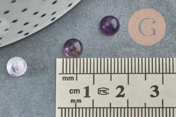 Cabochon rond amethyste naturelle 6mm, x1 (G0177)