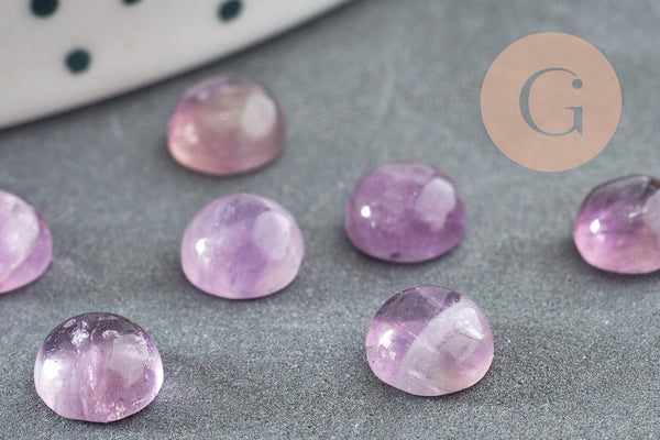 Cabochon rond améthyste naturelle 6mm, x1 (G8656)