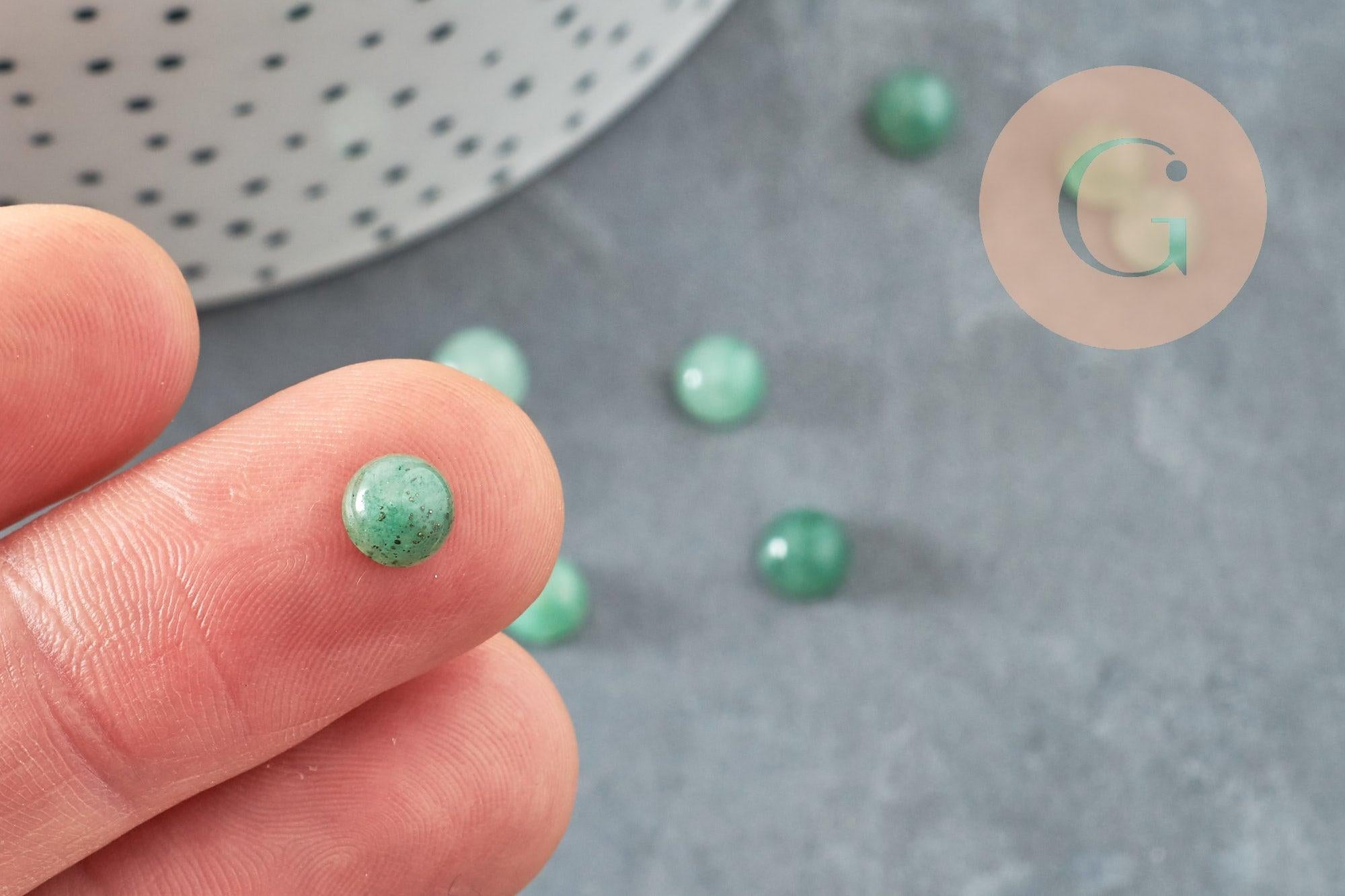Cabochon rond aventurine naturelle 6mm, x1 (G8662)