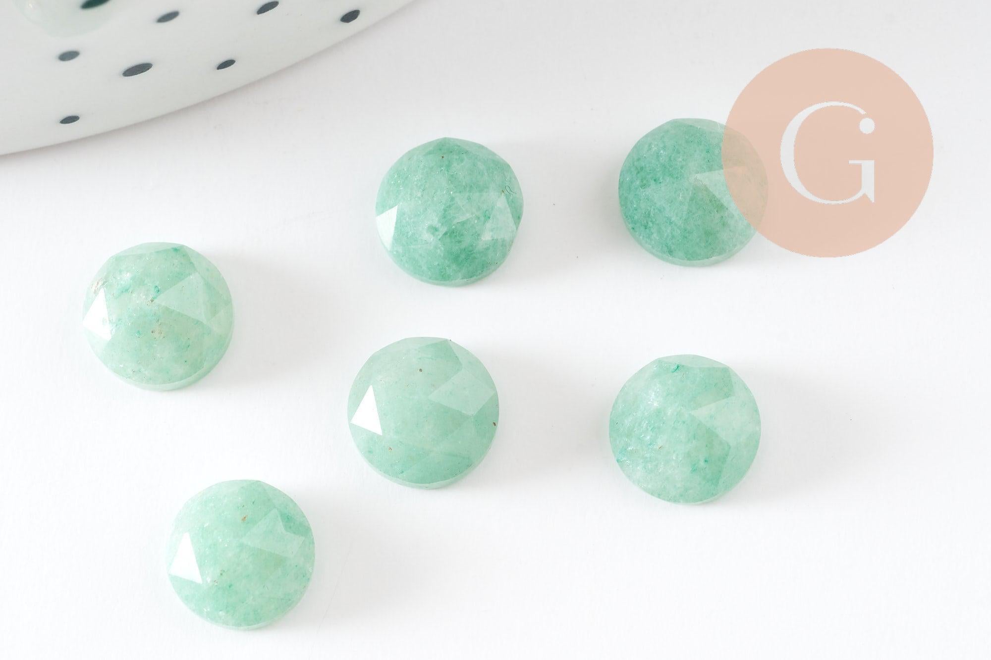 Cabochon rond aventurine naturelle facetté 7.5mm, x1 (G9374)