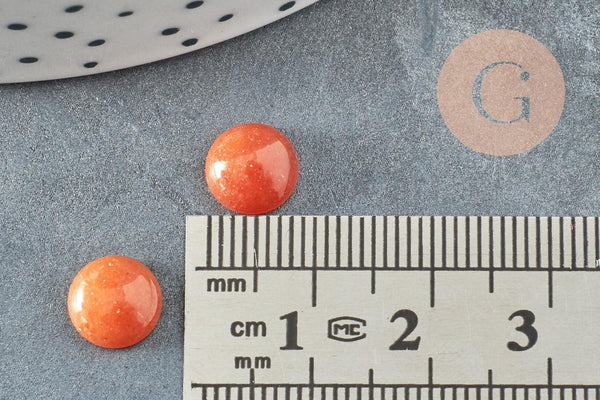 Cabochon rond aventurine rouge naturelle 8mm, x1 (G2230)