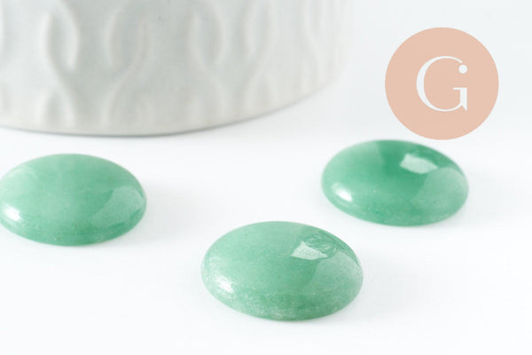 Cabochon rond aventurine verte naturelle 20mm, x1 (G9618)