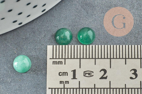 Cabochon rond aventurine verte naturelle 6mm, x1 (G0174)