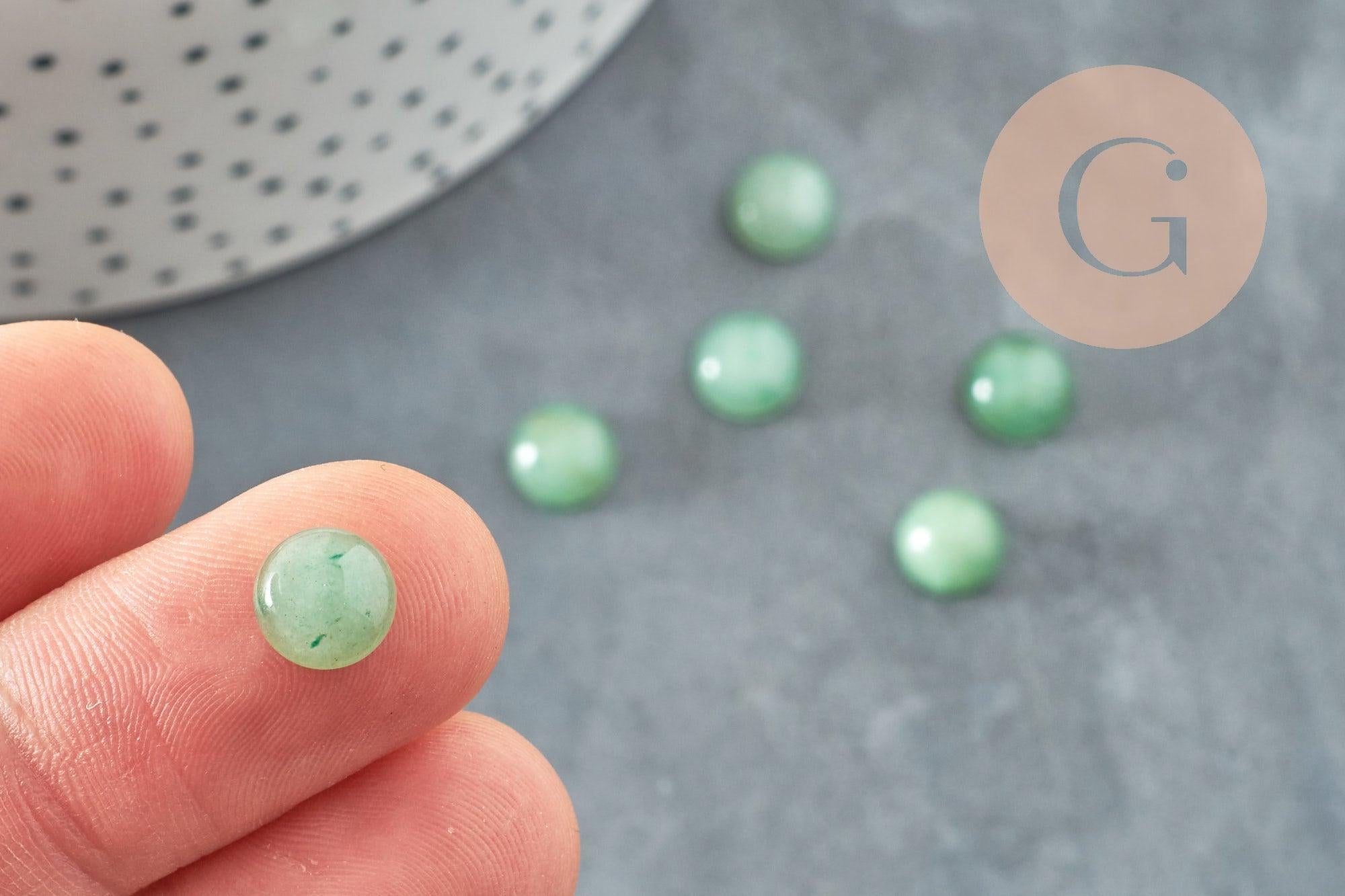 Cabochon rond aventurine verte naturelle 8mm, x1 (G2686)
