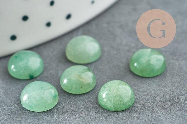 Cabochon rond aventurine verte naturelle 8mm, x1 (G2686)