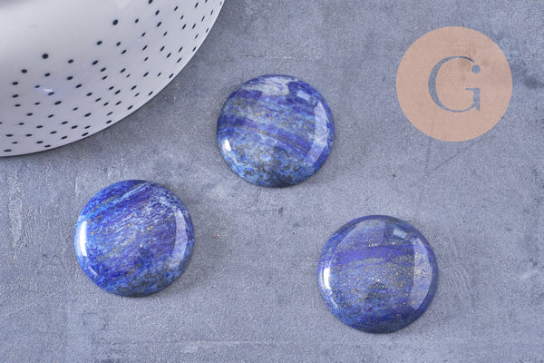 Cabochon rond bleu lapis lazulis 30mm, x1 (G10618)