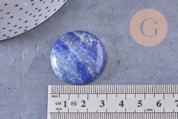 Cabochon rond bleu lapis lazulis 30mm, x1 (G10618)