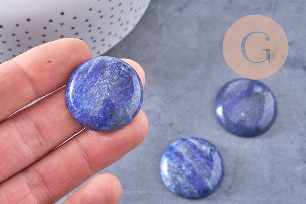 Cabochon rond bleu lapis lazulis 30mm, x1 (G10618)