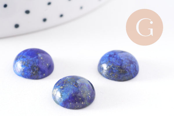 Cabochon rond bleu lapis lazulis naturel 12mm, x1 (G2656)