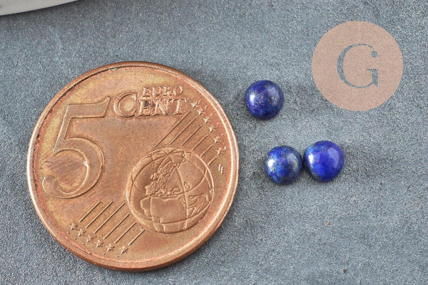Cabochon rond bleu lapis lazulis naturel 4mm, x1 (G2655)