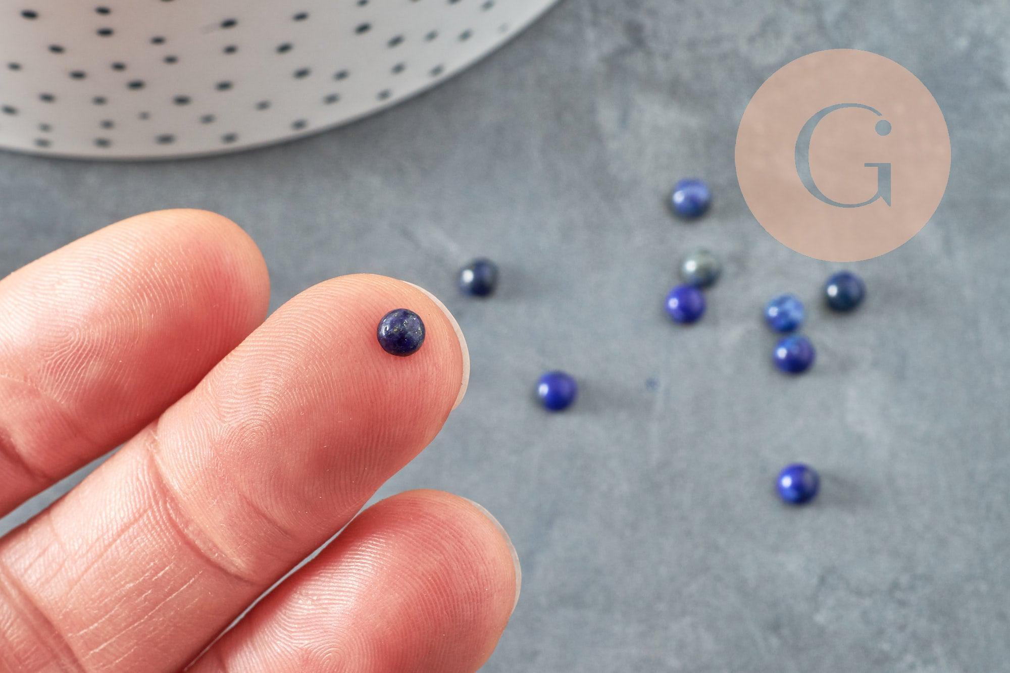 Cabochon rond bleu lapis lazulis naturel 4mm, x1 (G2655)