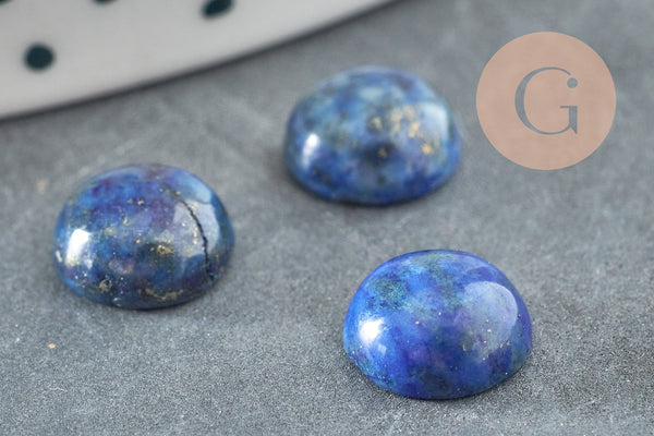 Cabochon rond bleu lapis lazulis naturel 8mm, x1 (G0394)