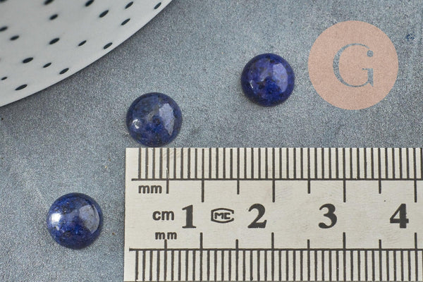 Cabochon rond bleu lapis lazulis naturel 8mm, x1 (G2684)