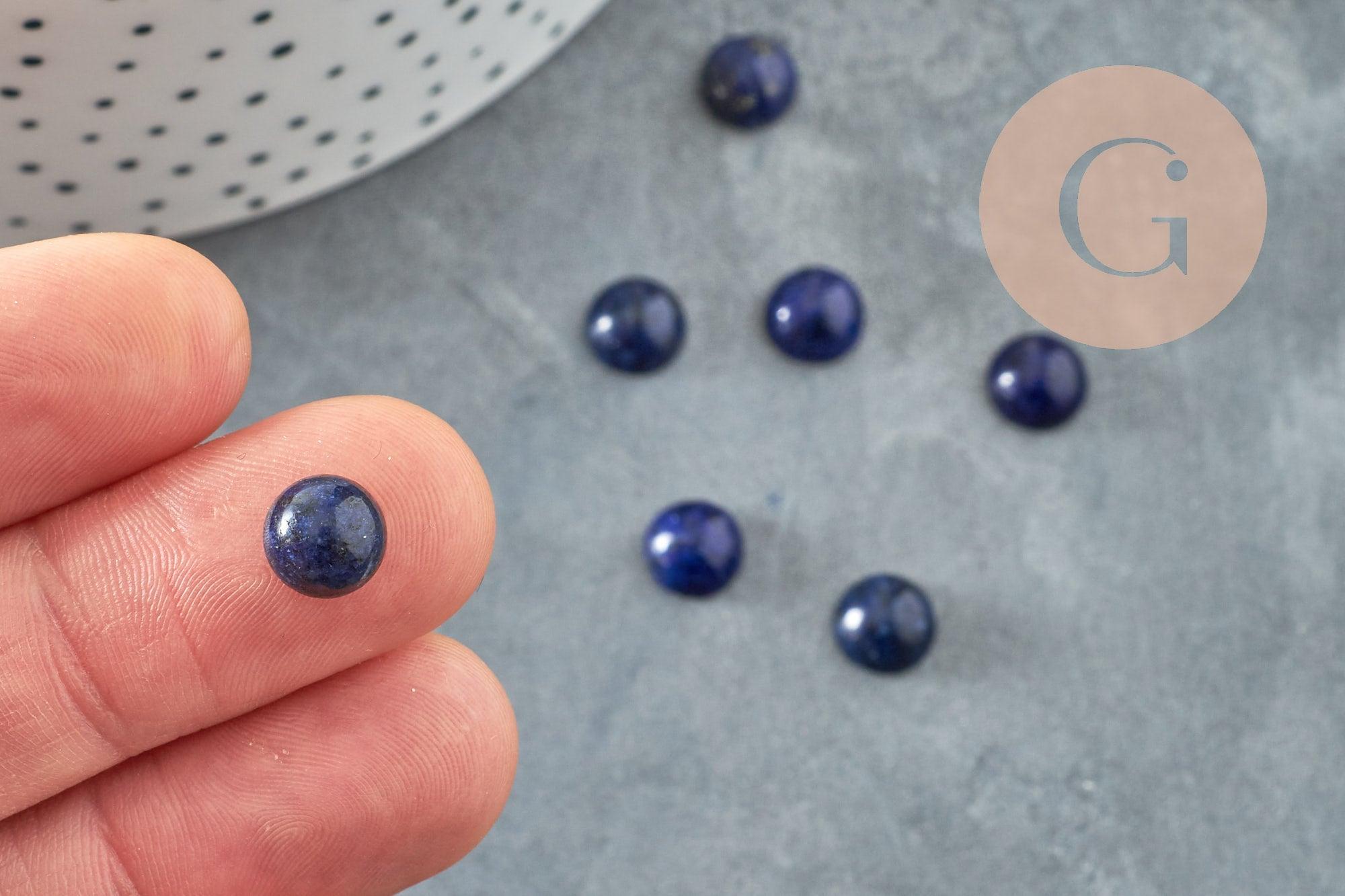 Cabochon rond bleu lapis lazulis naturel 8mm, x1 (G2684)