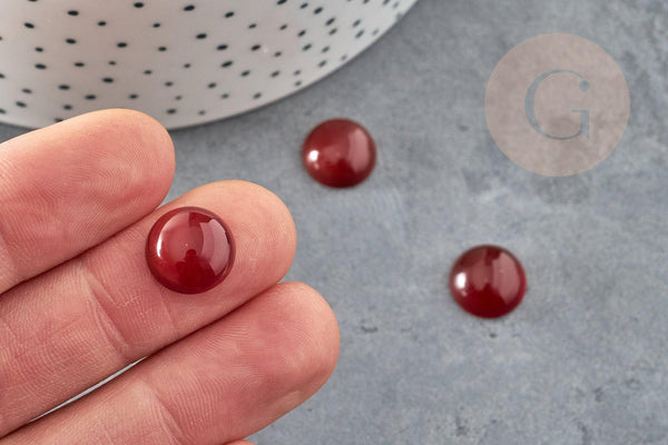 Cabochon rond cornaline naturelle orange 12mm, x1 (G2225)