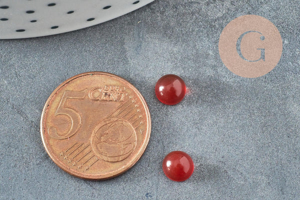 Cabochon rond cornaline naturelle orange 6mm, x1 (G0175)