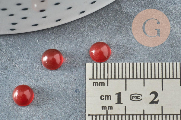 Cabochon rond cornaline naturelle orange 6mm, x1 (G0175)