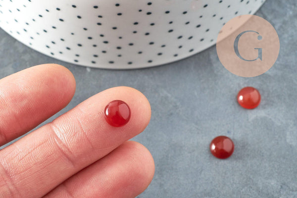 Cabochon rond cornaline naturelle orange 8mm, x1 (G9087)