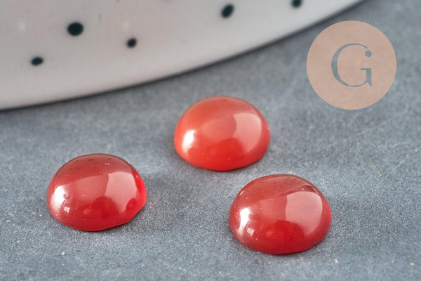 Cabochon rond cornaline naturelle orange 8mm, x1 (G9087)
