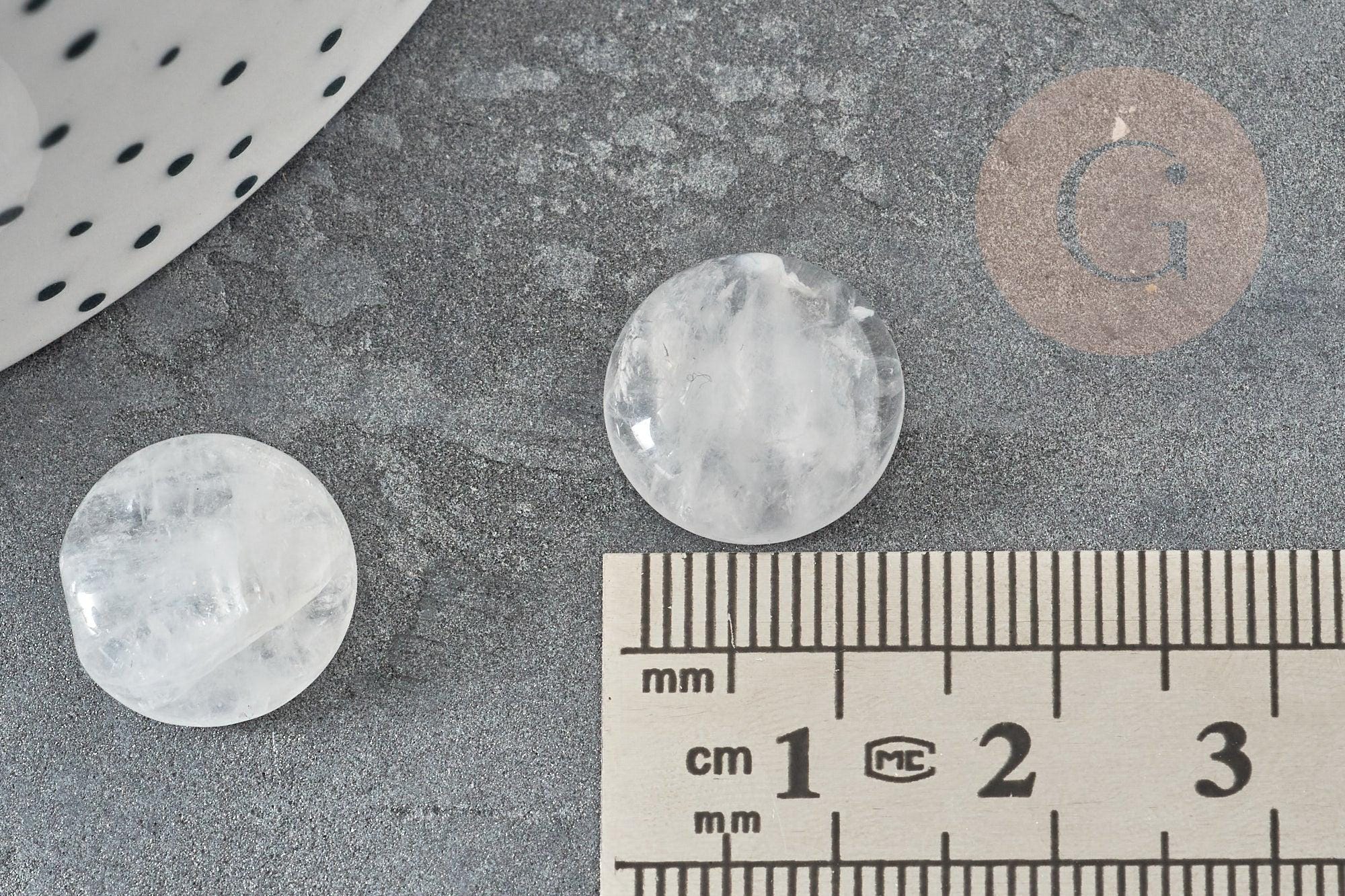 Cabochon rond cristal de roche naturel 14mm, x1 (G5054)
