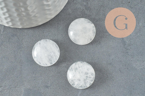 Cabochon rond cristal de roche naturel 20mm, x1 (G9616)
