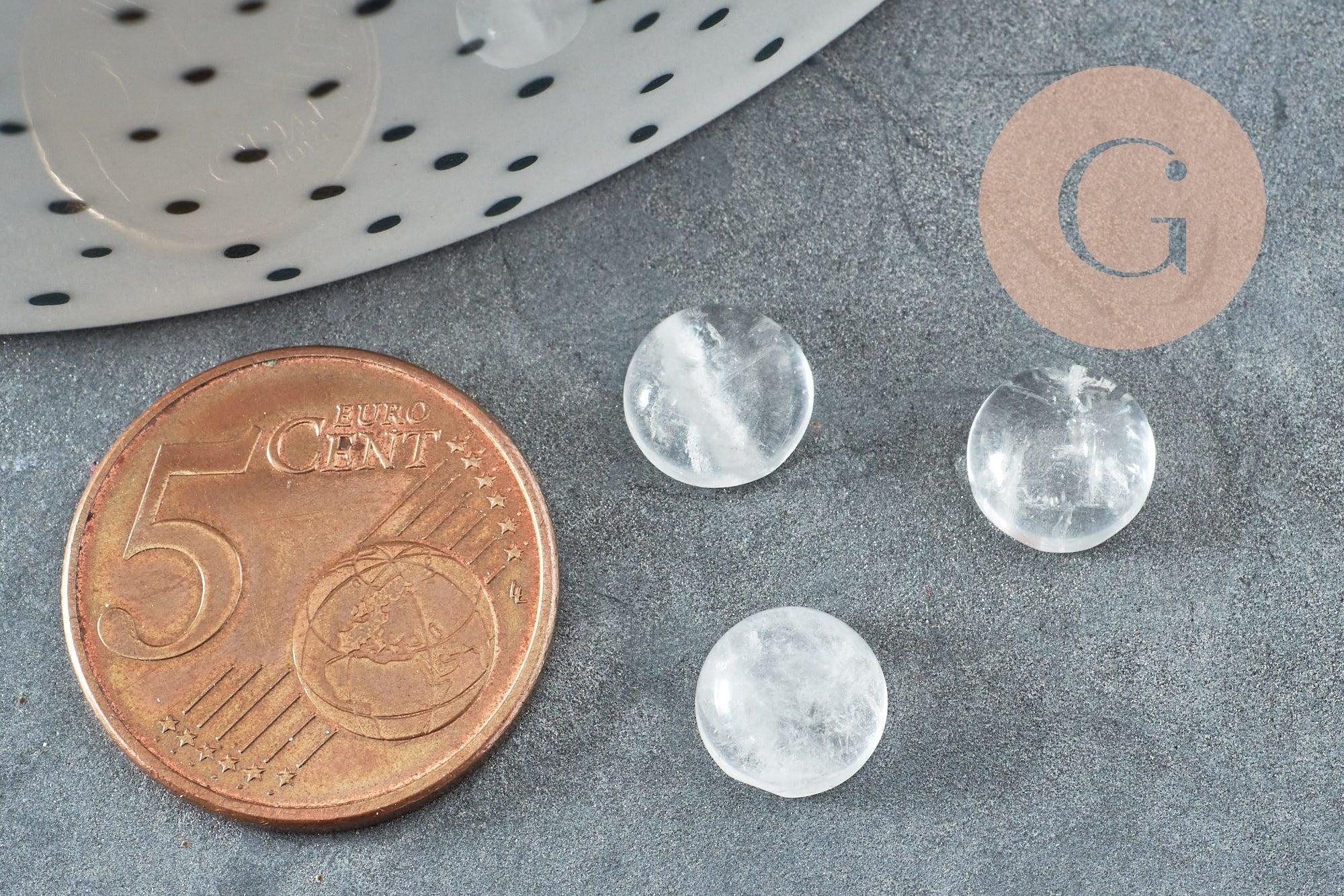 Cabochon rond cristal de roche naturel 8mm, x1 (G5047)