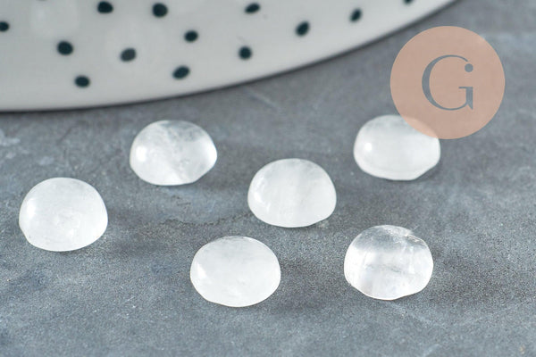 Cabochon rond cristal de roche naturel 8mm, x1 (G5047)